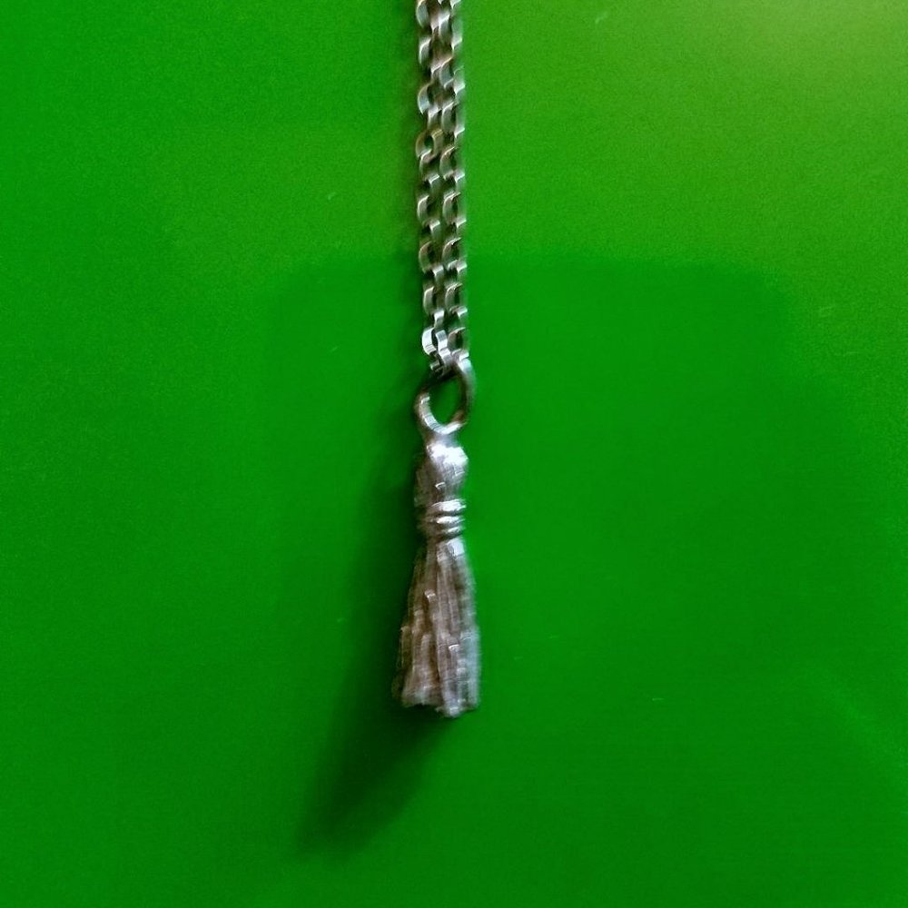 Silver 18" Necklace with Small Broom Charm